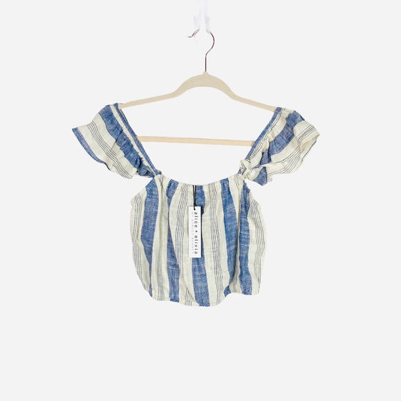 Alice + Olivia Celestia Flutter Sleeve Crop Top - Picture 2 of 10